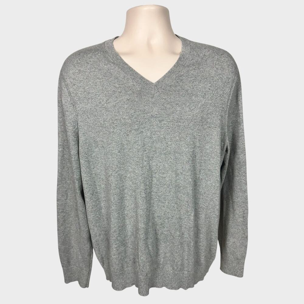 Banana Republic Factory Mens Large Gray V Neck Sweater Cotton Polyester